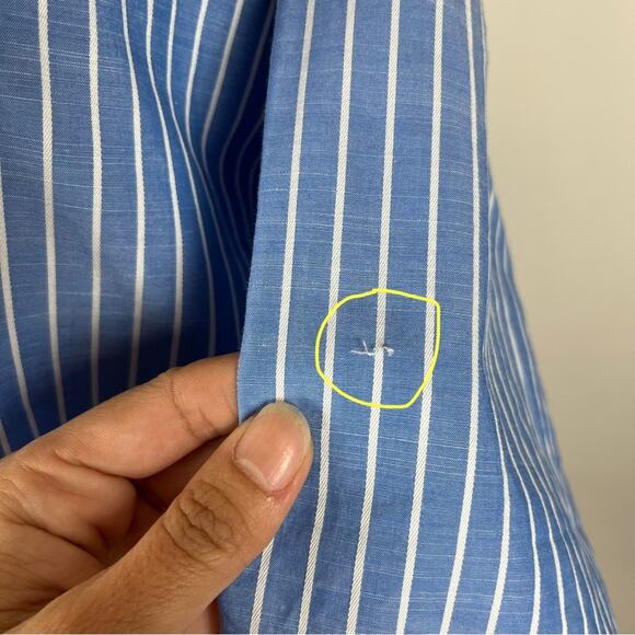 Joie Blue Stripe Boxy Button Down Top - Picture 5 of 9